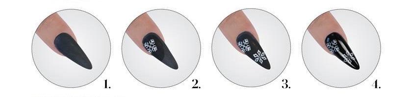 Crystal Nails Black and White Christmas Nail Art